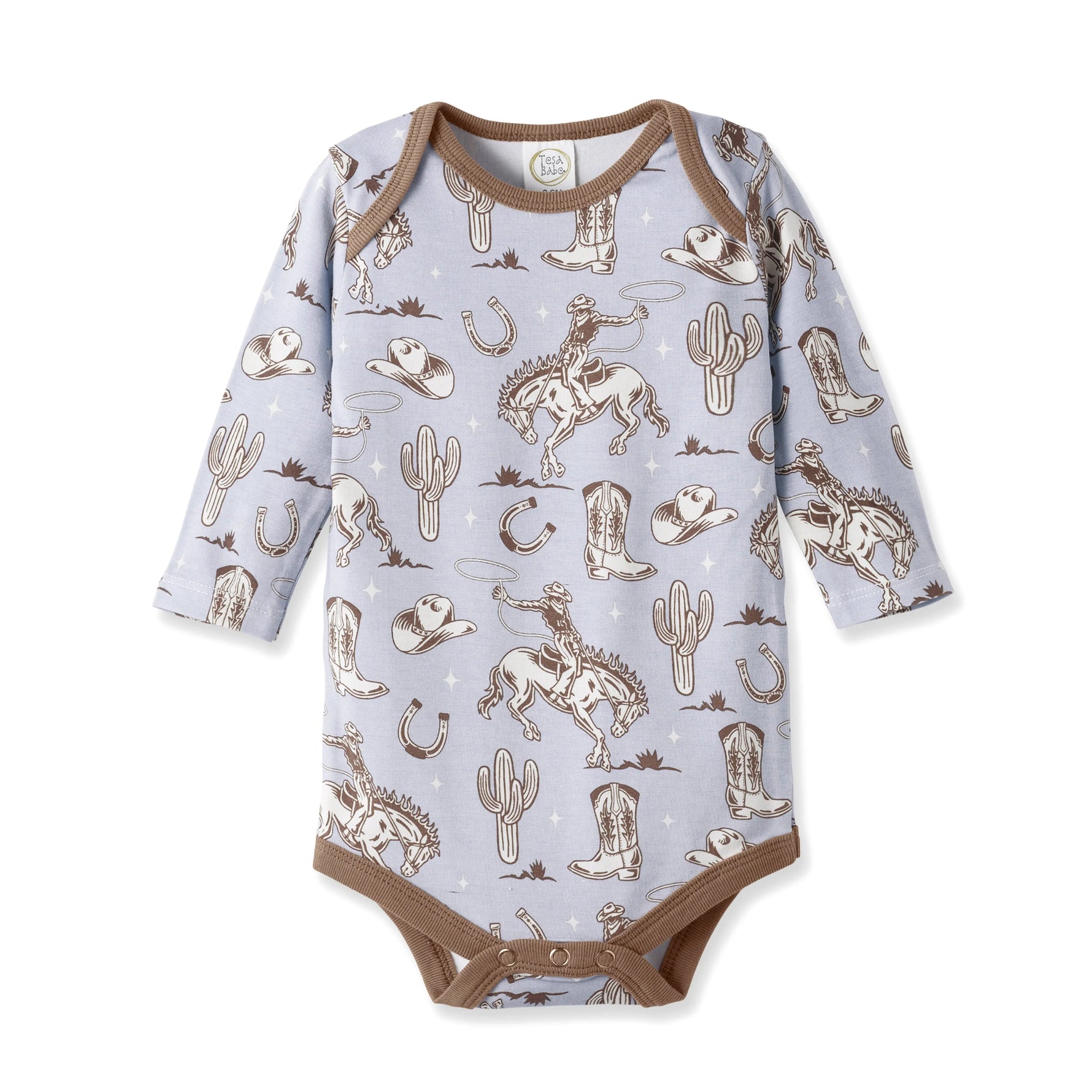 Tesa Babe Wild Wrangler/Blue Western Cowboy Bamboo Baby Boy Bodysuit - 