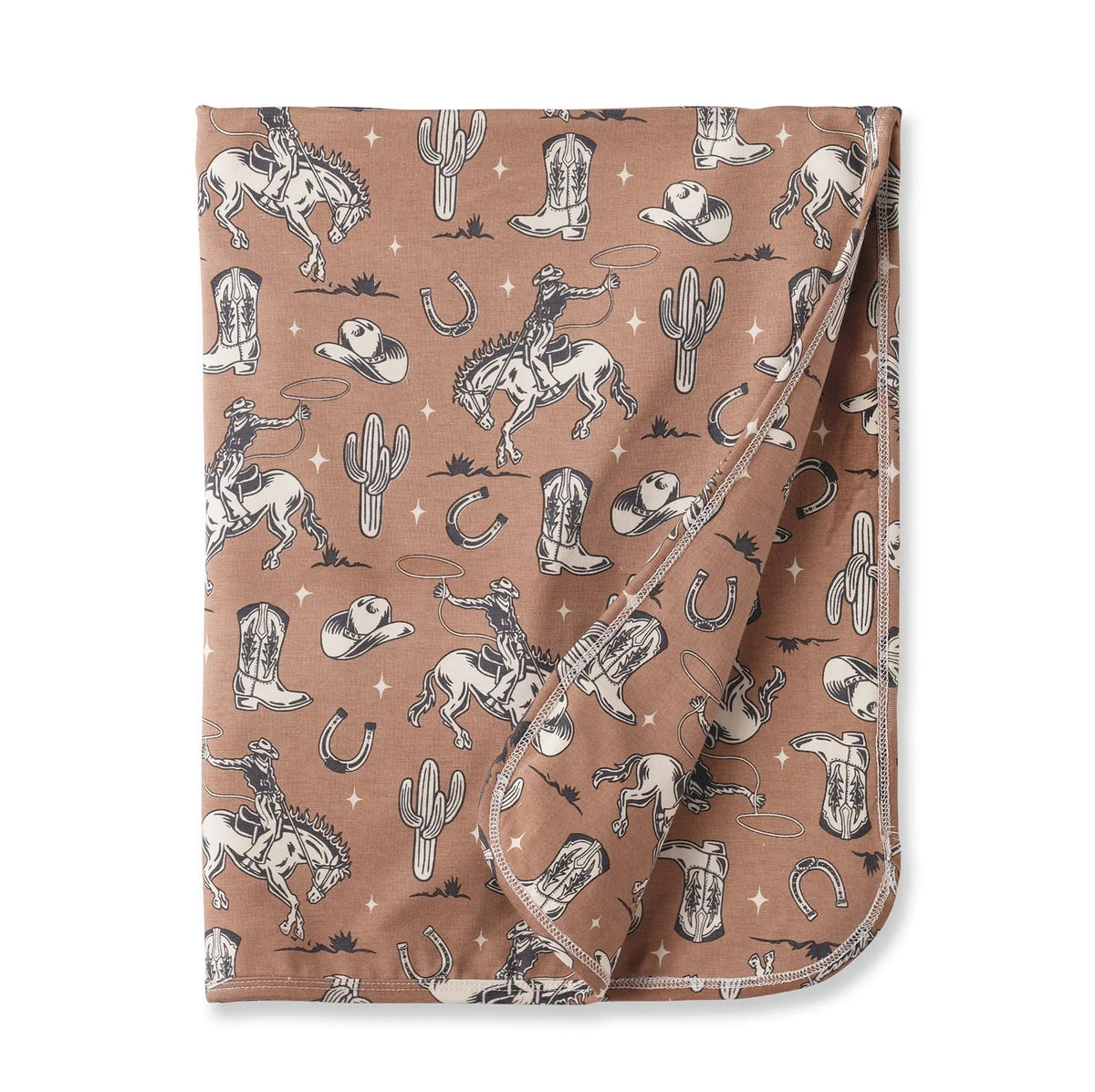Tesa Babe Wild Wrangler/Brown Western Baby Boy Bamboo Stroller Blanket - 