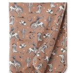 Tesa Babe Wild Wrangler/Brown Western Baby Boy Bamboo Stroller Blanket - 