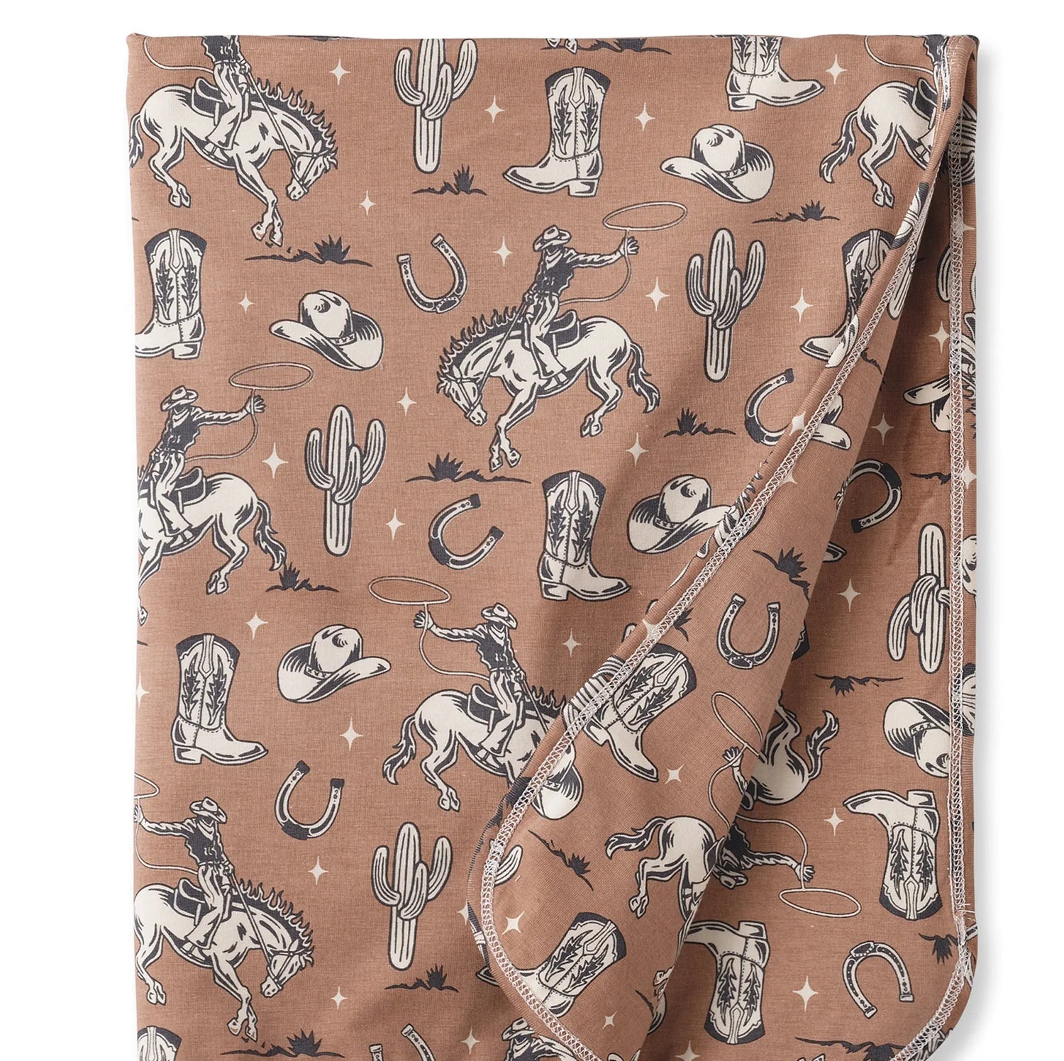 Tesa Babe Wild Wrangler/Brown Western Baby Boy Bamboo Stroller Blanket - 