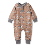 Tesa Babe Wild Wrangler/Brown Western Bamboo Henley Romper for Babies - 