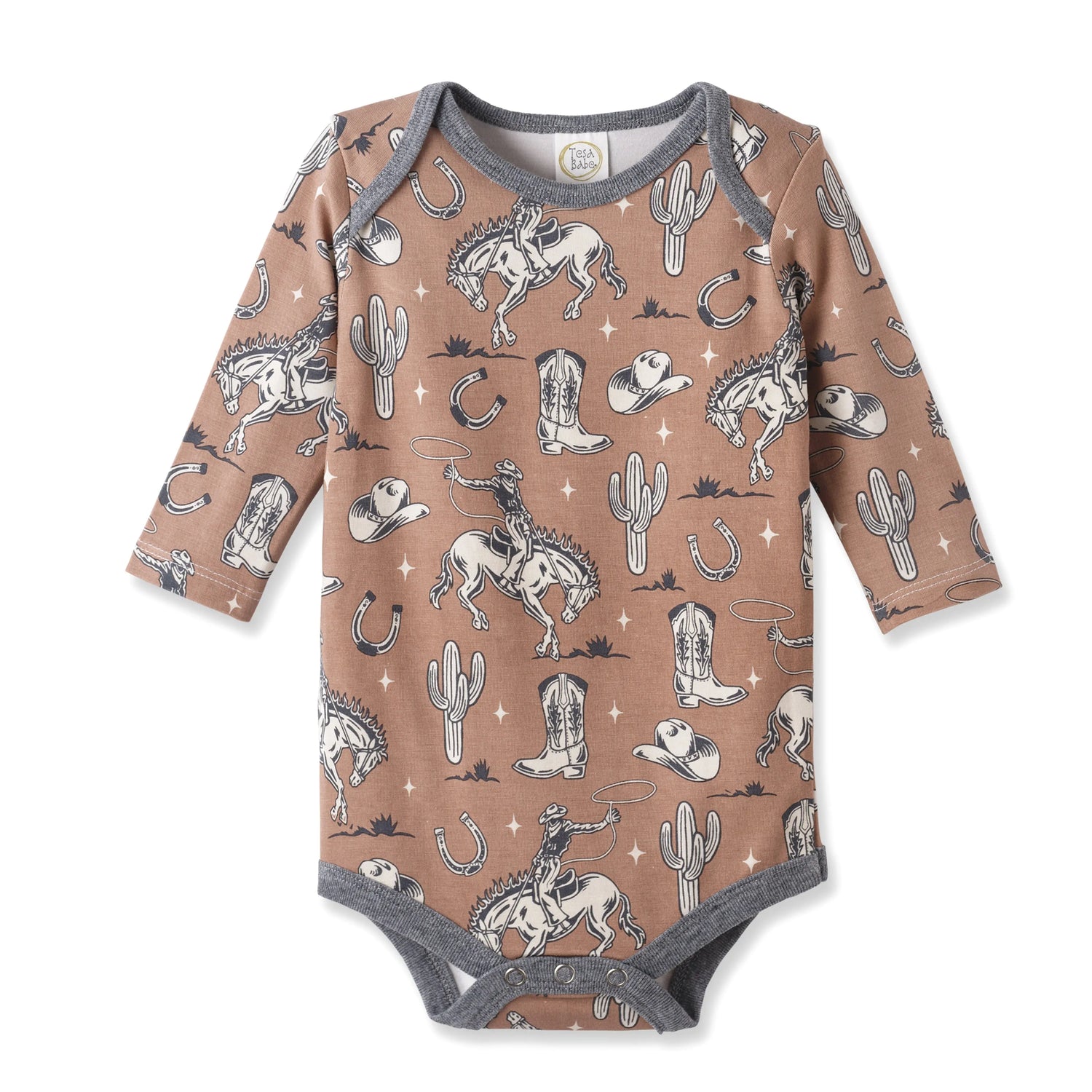 Tesa Babe Wild Wrangler/Brown Western Cowboy Bamboo Baby Boy Bodysuit - 