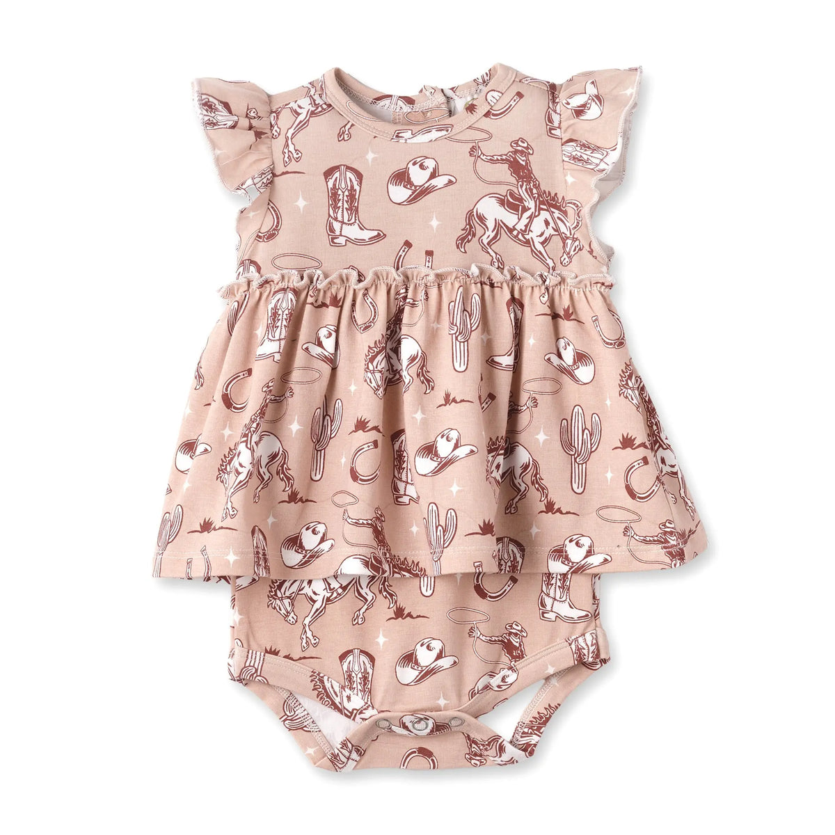 Tesa Babe Wild Wrangler/Pink Bamboo Cowgirl Western Skirted Bodysuit - 