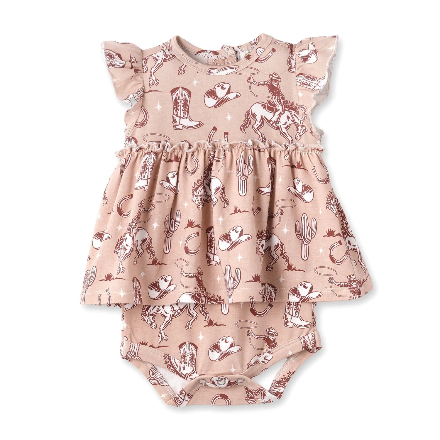 Tesa Babe Wild Wrangler/Pink Bamboo Cowgirl Western Skirted Bodysuit - 