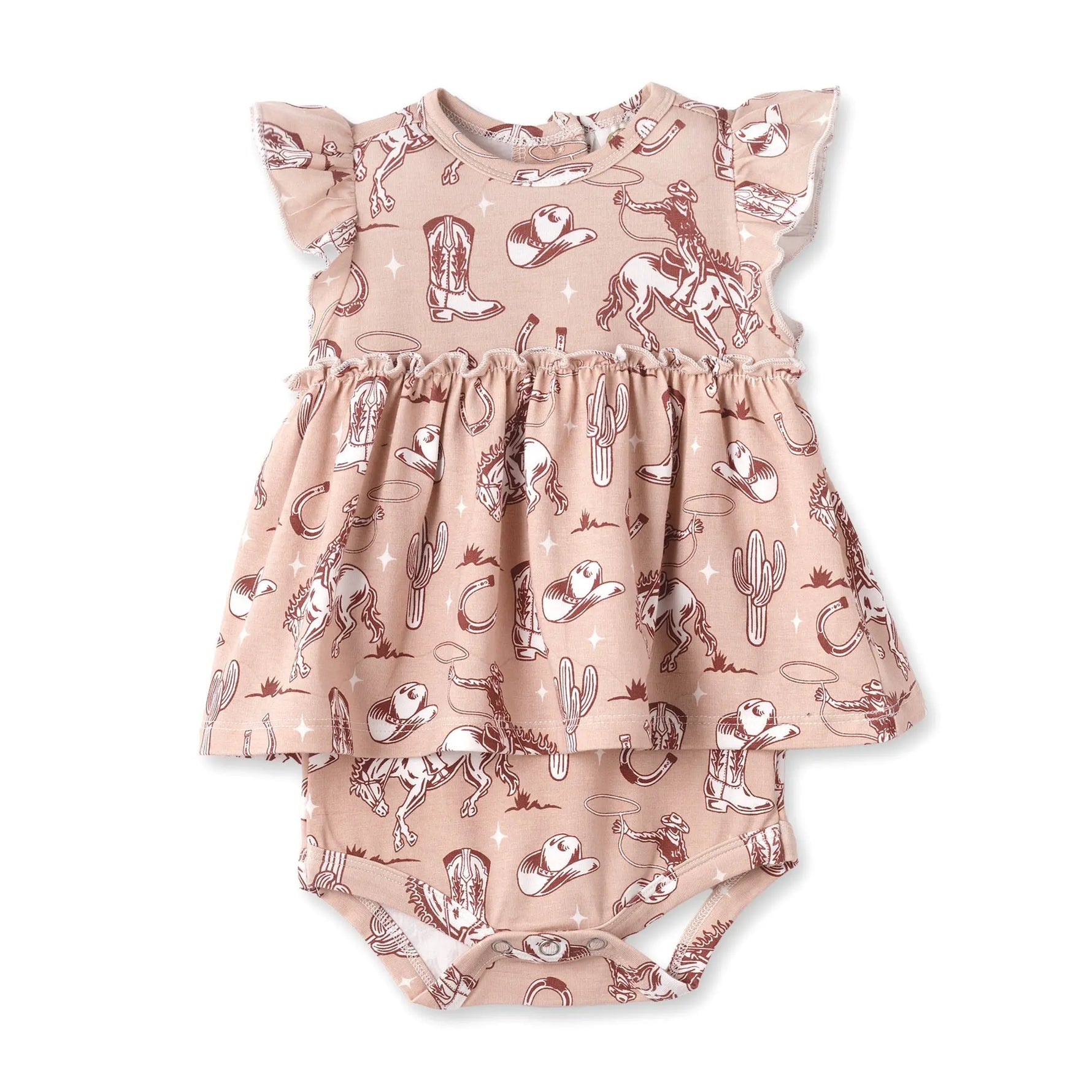 Tesa Babe Wild Wrangler/Pink Bamboo Cowgirl Western Skirted Bodysuit - 