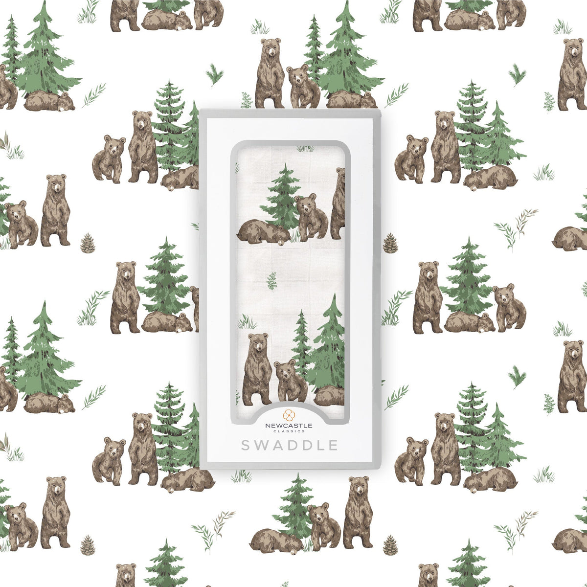Wilderness Bear Bamboo Swaddle by Newcastle Classics