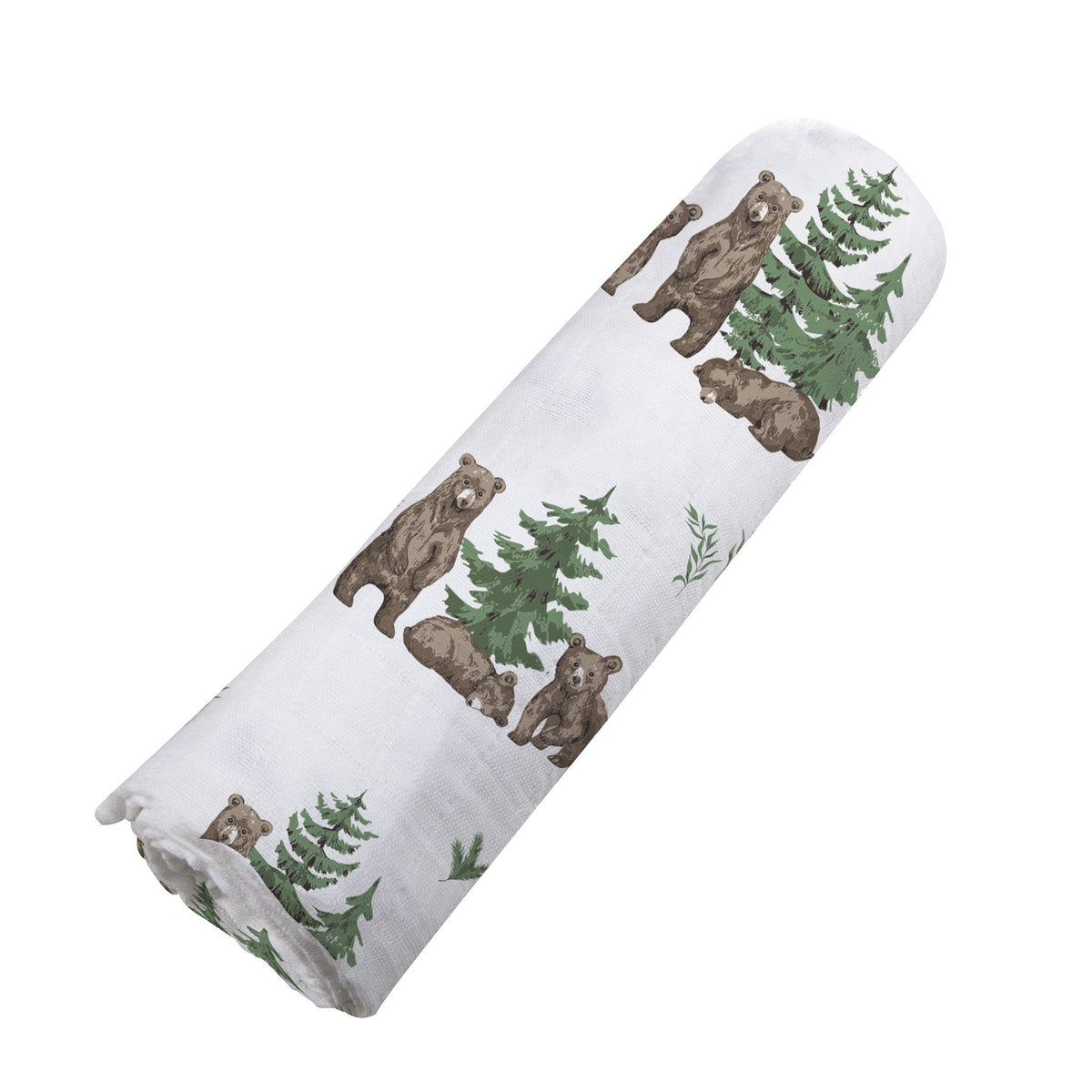 Organic Newcastle Classics Wilderness Bear bamboo baby swaddle.