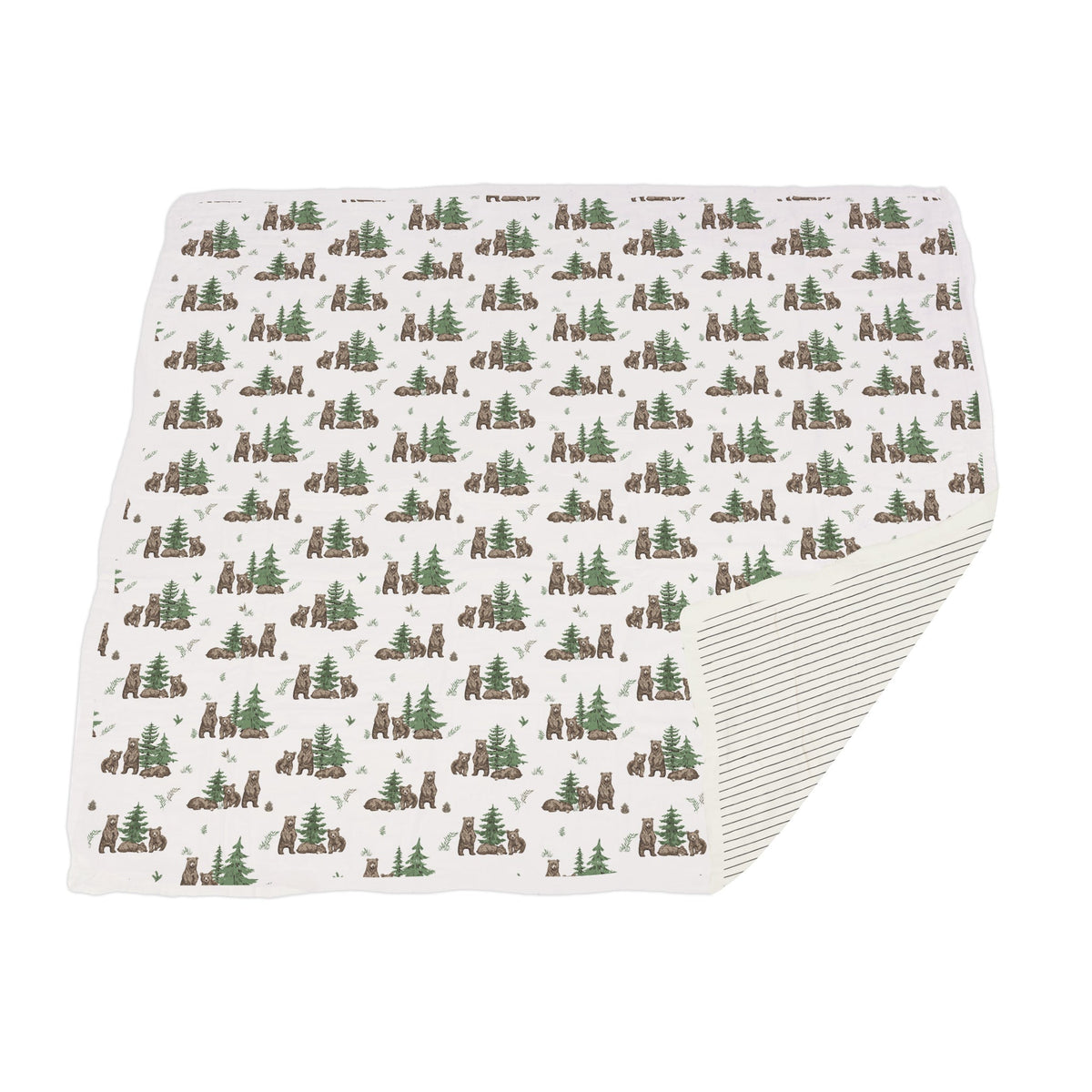Organic Wilderness Bear & Pencil Stripe Bamboo Newcastle Blanket by Newcastle Classics at Everetts Place