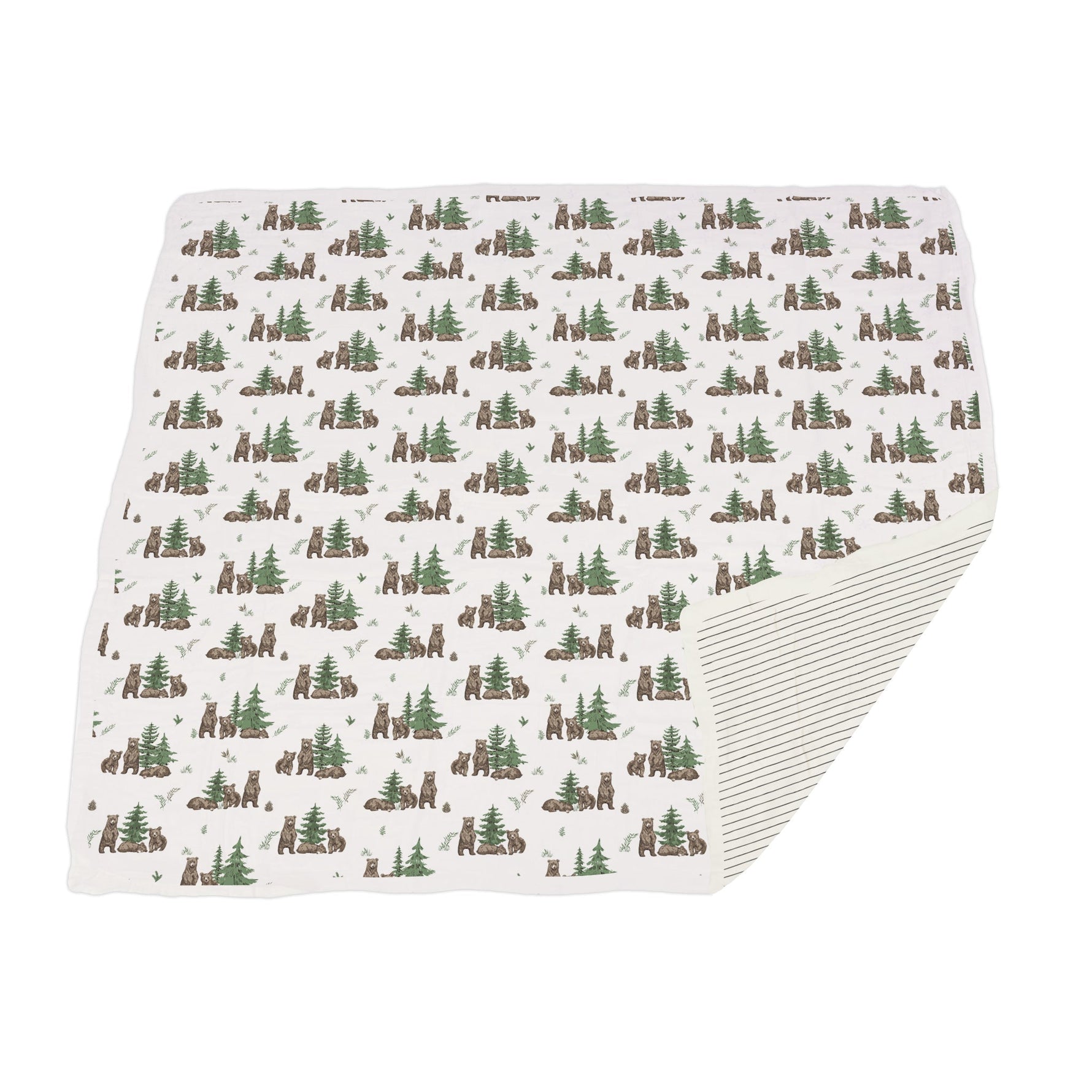 Organic Wilderness Bear & Pencil Stripe Bamboo Newcastle Blanket by Newcastle Classics at Everetts Place