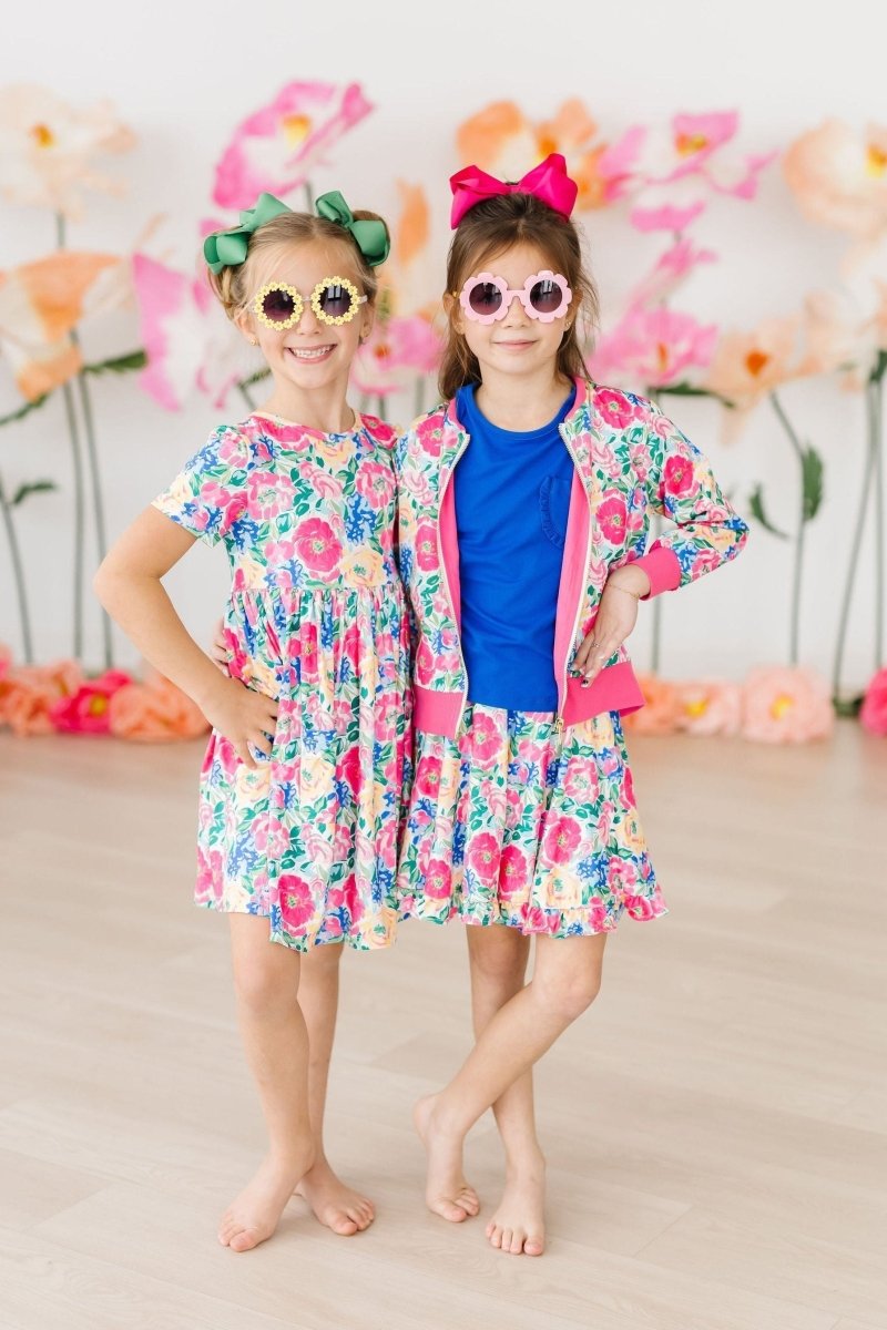 Wildflower Wishes Short Sleeve Pocket Twirl Dress for Girls - Everetts Place Boutique - Twirl Pocket Dress S/S