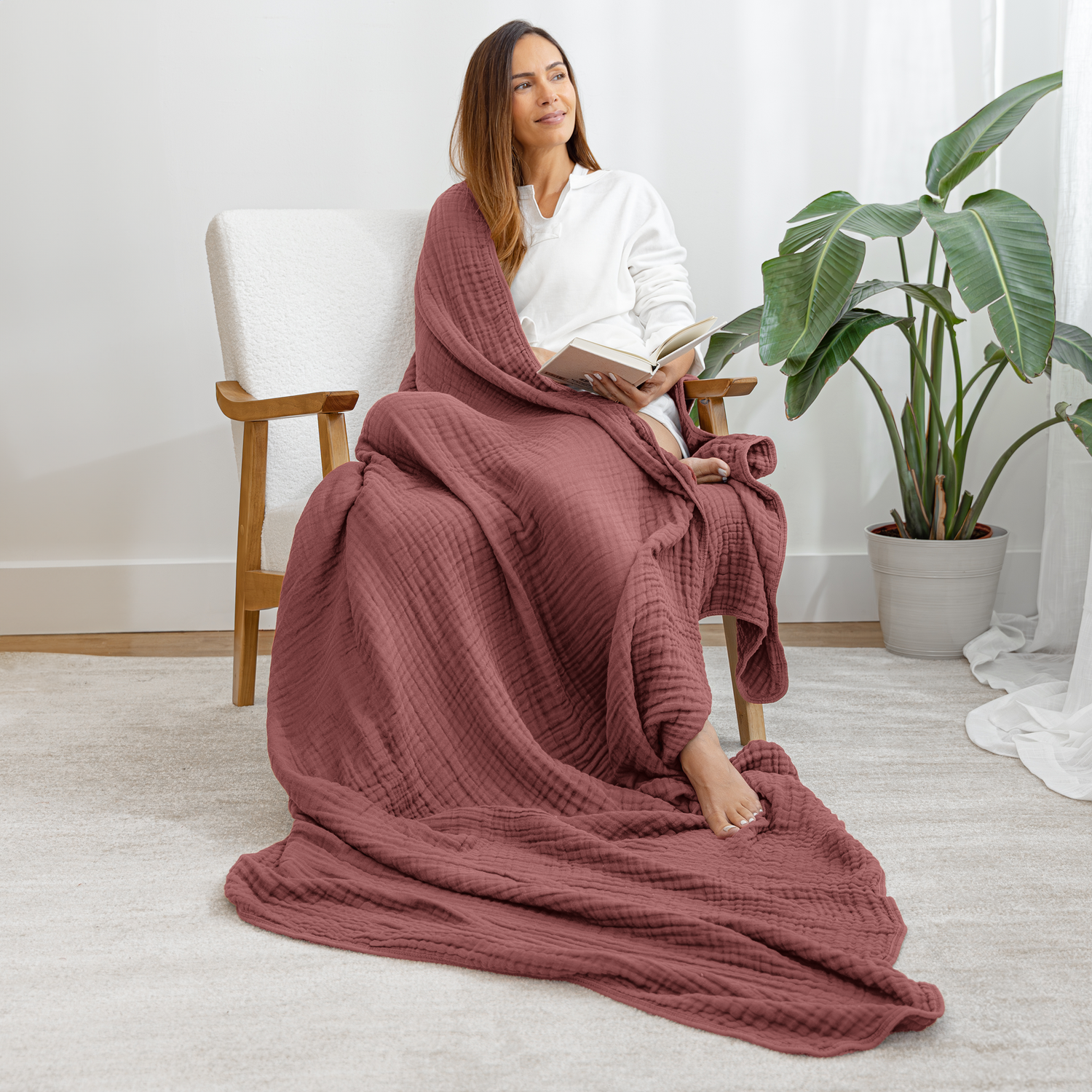 Wine Colored Adult Muslin Blanket Cozy Soft Warm Comfort Comfy Cubs Everetts Place: Online Boutique