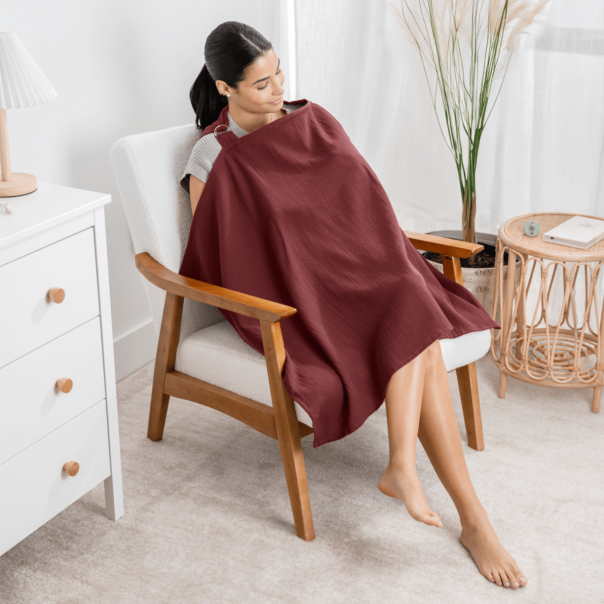 Wine Muslin Nursing Cover Breathable Baby Feeding Shield Comfy Cubs Everetts Place: Online Boutique