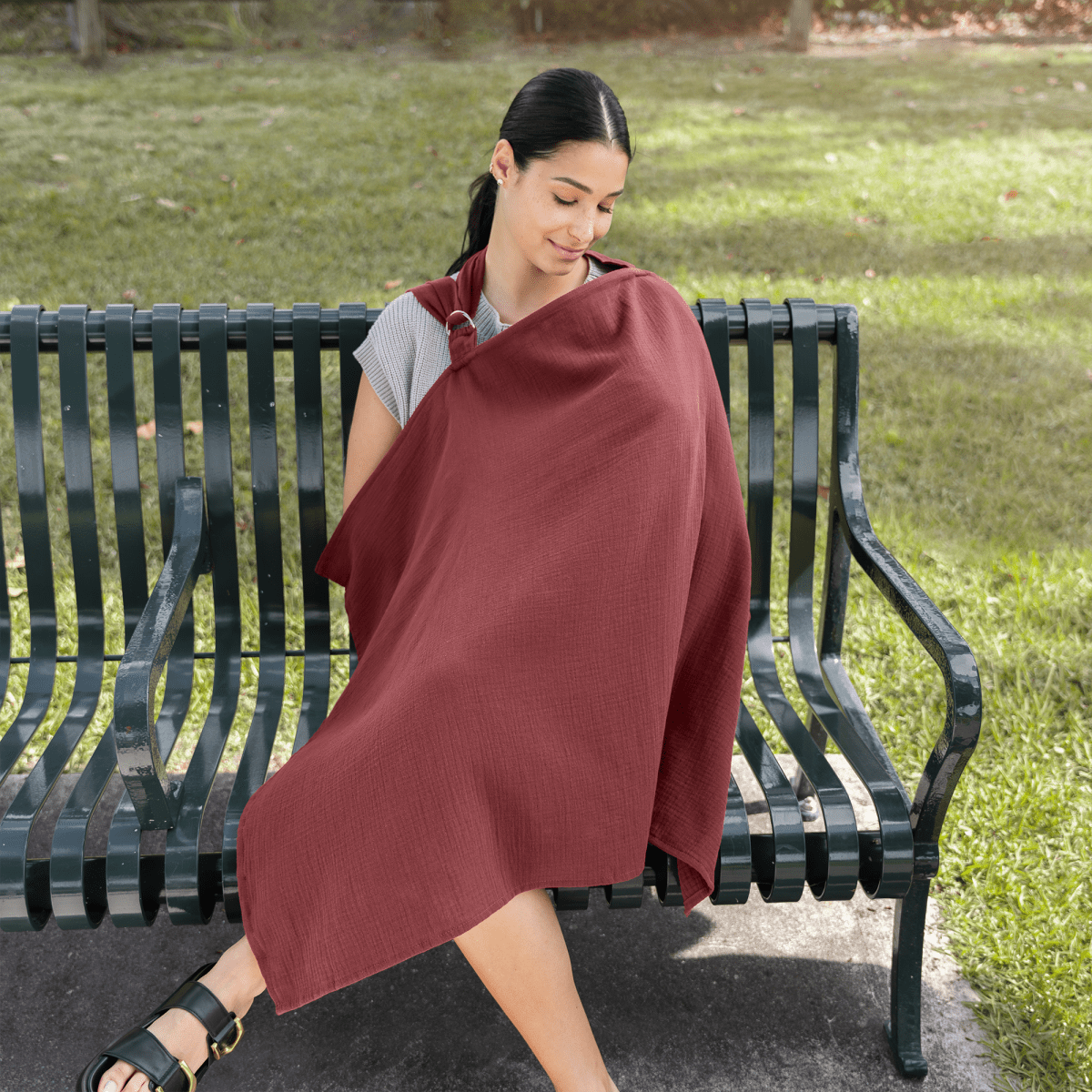 Wine Muslin Nursing Cover Breathable Baby Feeding Shield Comfy Cubs Everetts Place: Online Boutique