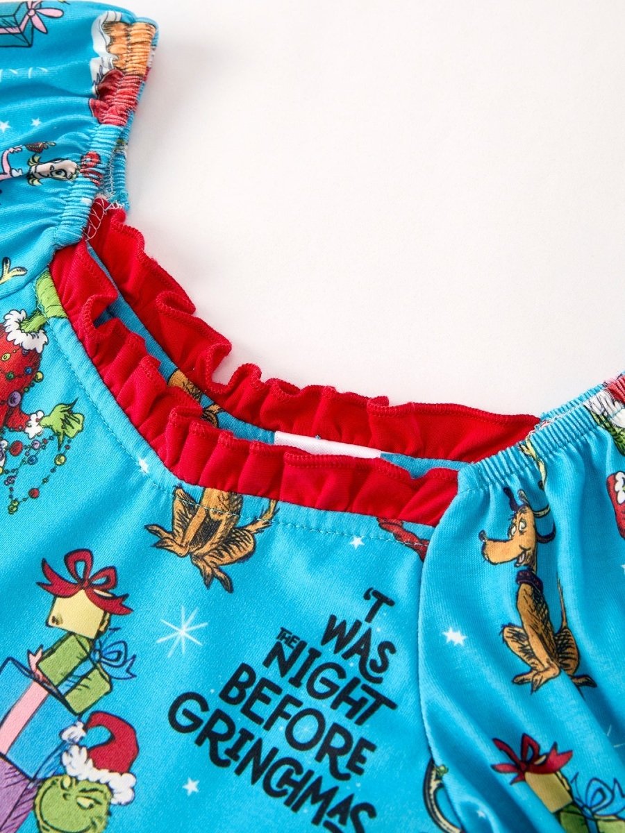 Winter Blue Christmas Tree Character Ruffle Dress For Girls Rylee Faith Designs Everetts Place: Online Boutique