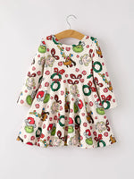 Rylee Faith Designs Winter Christmas Character Colorful Print Girls Dress - Apparel & Accessories > Clothing > Baby & Toddler Clothing > Baby & Toddler Dresses Dress