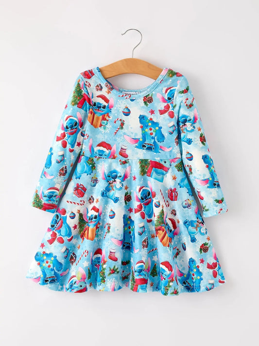 Winter Christmas Character Gift Print Girls Dress Rylee Faith Designs Everetts Place: Online Boutique