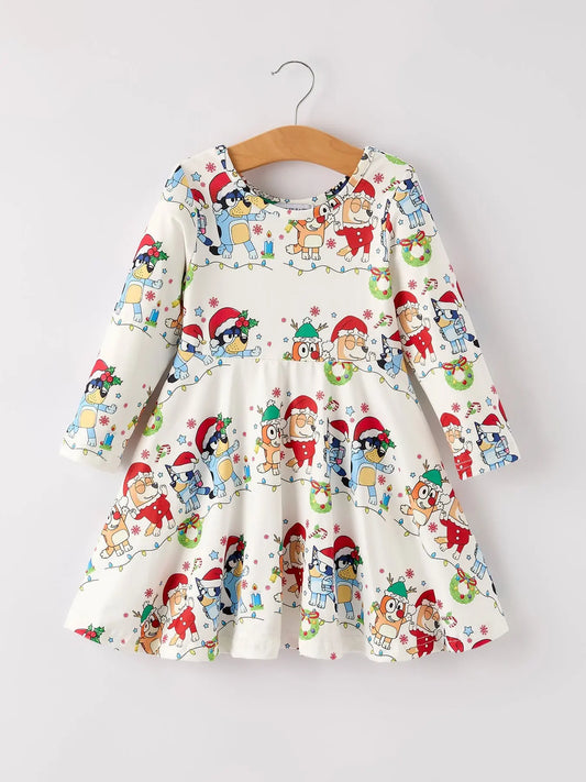 Winter Christmas Character Party Print Girls Dress Rylee Faith Designs Everetts Place: Online Boutique