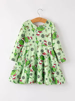 Rylee Faith Designs Winter Christmas Character Print Green Girls Dress - Apparel & Accessories > Clothing > Baby & Toddler Clothing > Baby & Toddler Dresses Dress