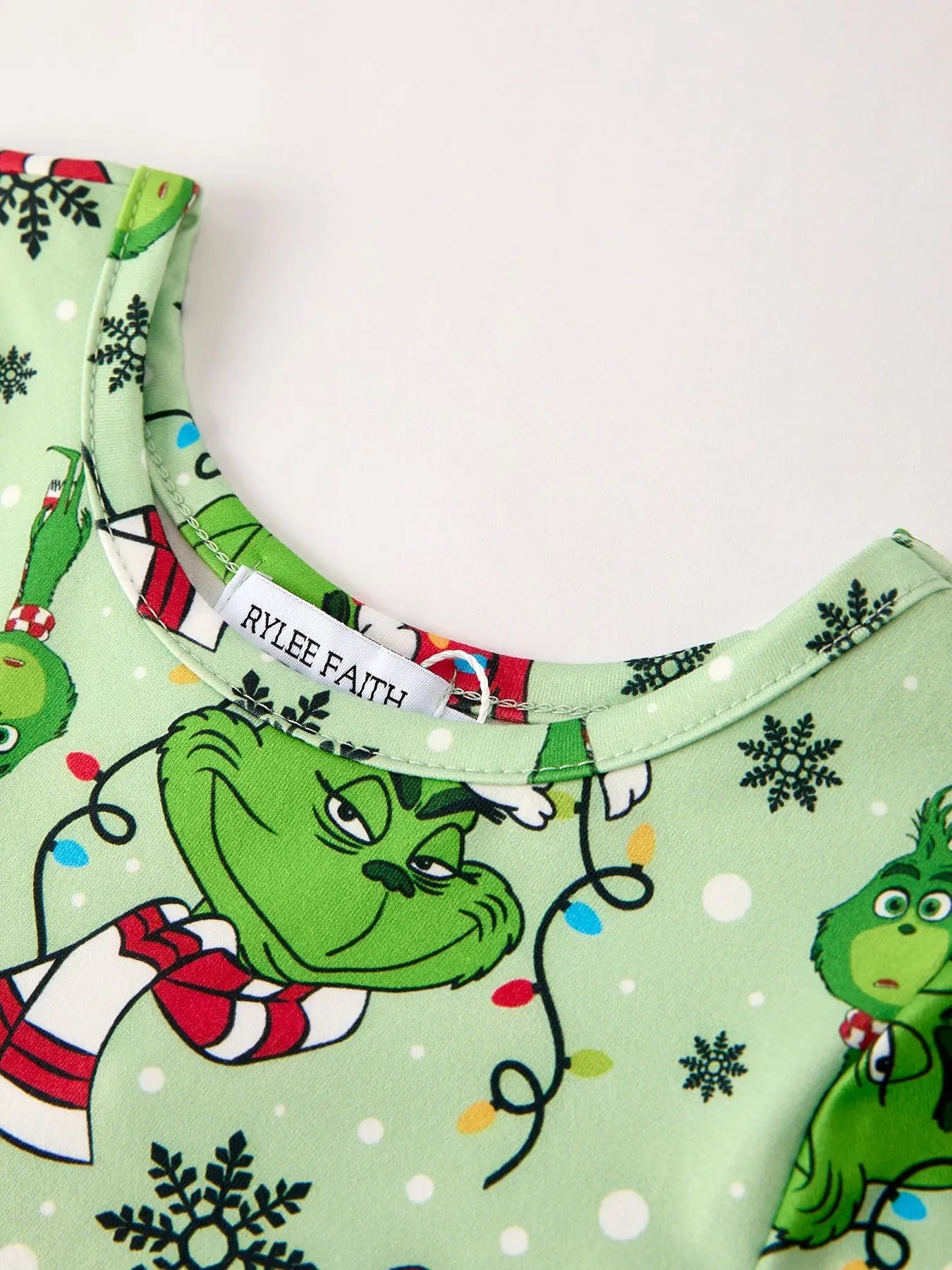 Winter Christmas Character Print Green Girls Dress Rylee Faith Designs Everetts Place: Online Boutique