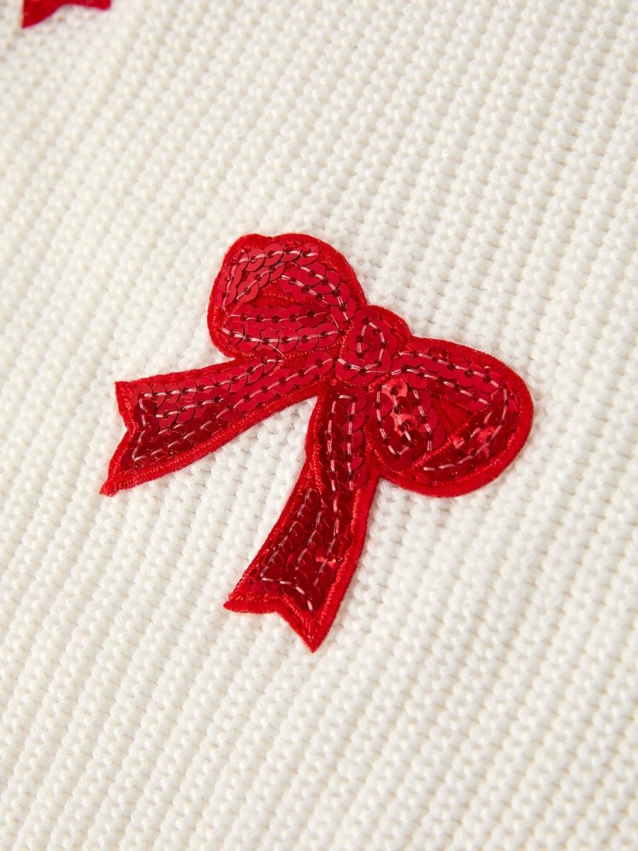 Winter Christmas Girls Bow Sequins Pullover Sweater Rylee Faith Designs Everetts Place: Online Boutique