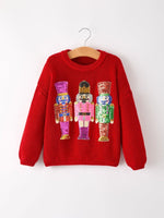 Winter Christmas Nutcracker Sequined Pullover Sweater Rylee Faith Designs Everetts Place: Online Boutique