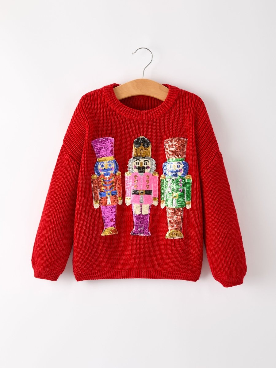 Winter Christmas Nutcracker Sequined Pullover Sweater Rylee Faith Designs Everetts Place: Online Boutique