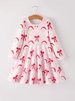 Rylee Faith Designs Winter Christmas Pink Santa Bow Holiday Girls Dress - Apparel & Accessories > Clothing > Baby & Toddler Clothing > Baby & Toddler Dresses Dress