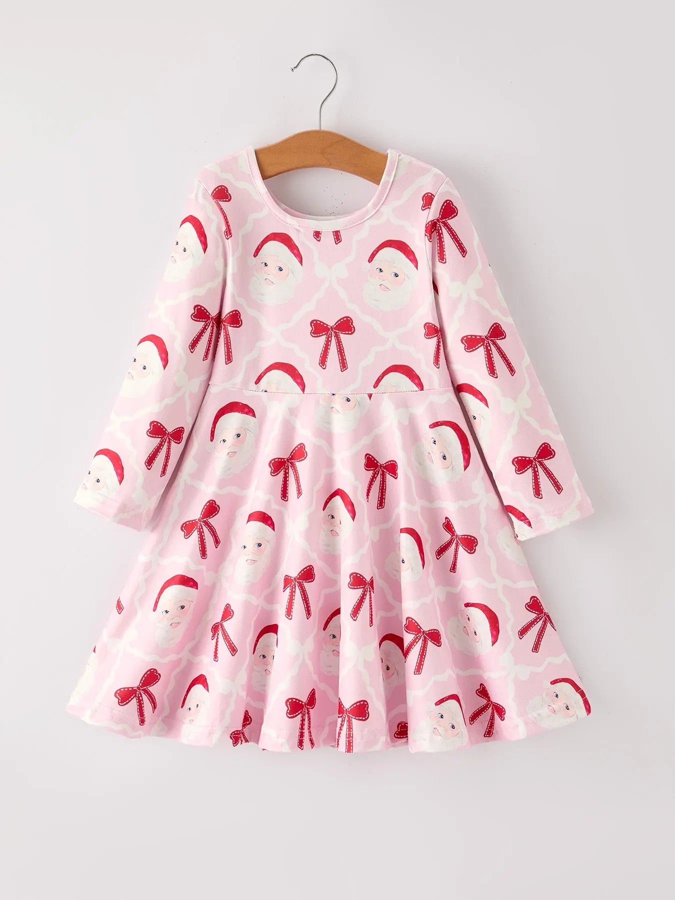 Rylee Faith Designs Winter Christmas Pink Santa Bow Holiday Girls Dress - Apparel & Accessories > Clothing > Baby & Toddler Clothing > Baby & Toddler Dresses Dress