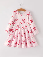 Rylee Faith Designs Winter Christmas Pink Santa Bow Holiday Girls Dress - Apparel & Accessories > Clothing > Baby & Toddler Clothing > Baby & Toddler Dresses Dress