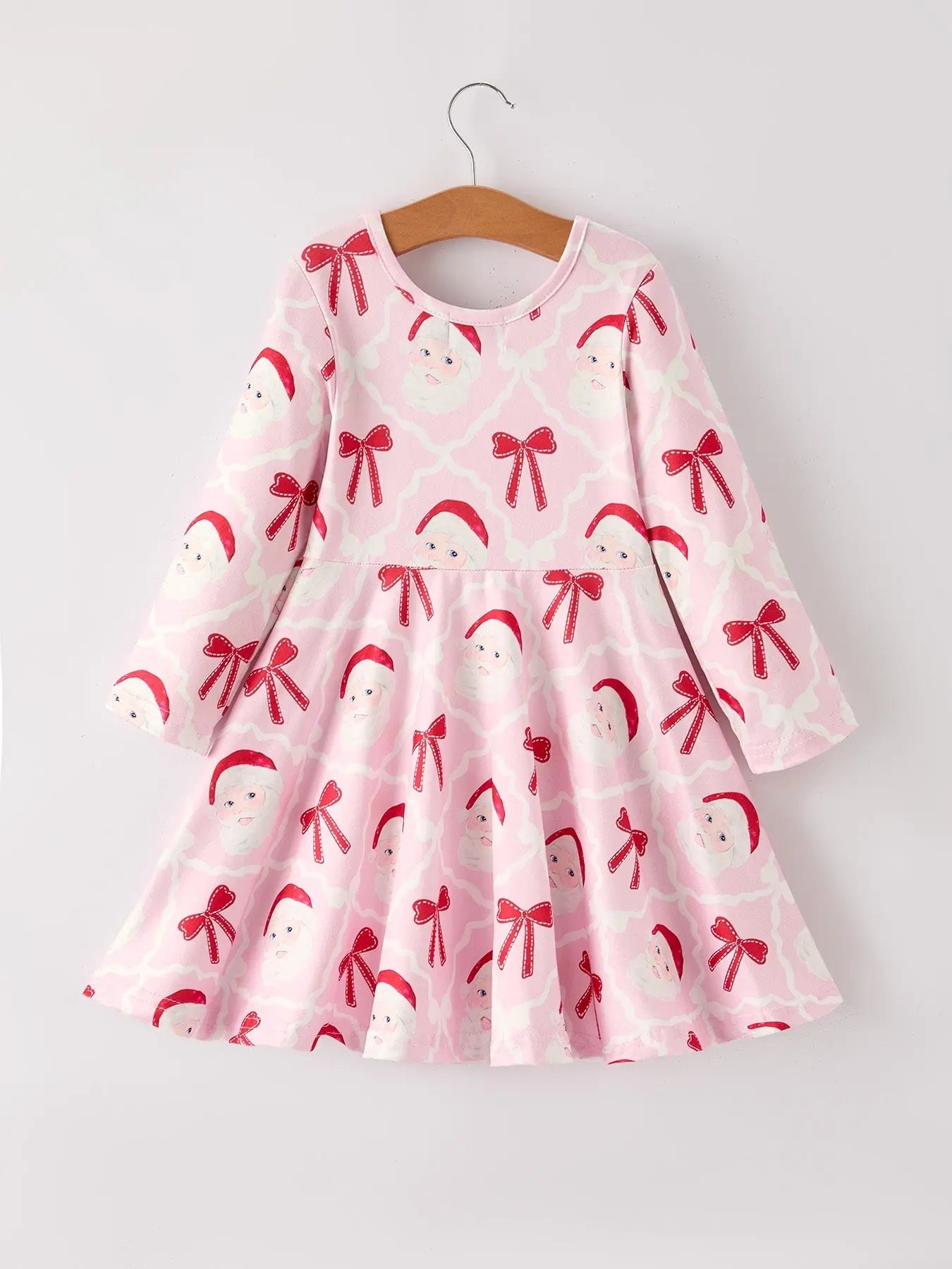 Rylee Faith Designs Winter Christmas Pink Santa Bow Holiday Girls Dress - Apparel & Accessories > Clothing > Baby & Toddler Clothing > Baby & Toddler Dresses Dress