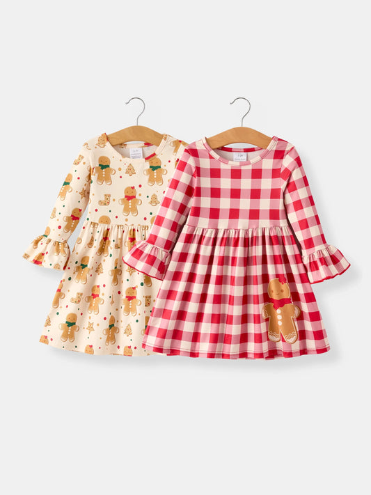 Winter Christmas Print Girls Dress Set Two Pieces Rylee Faith Designs Everetts Place: Online Boutique 25.99