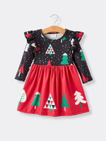 Rylee Faith Designs Winter Christmas Print Holiday Casual Girls Dress - Apparel & Accessories > Clothing > Baby & Toddler Clothing > Baby & Toddler Dresses Dress