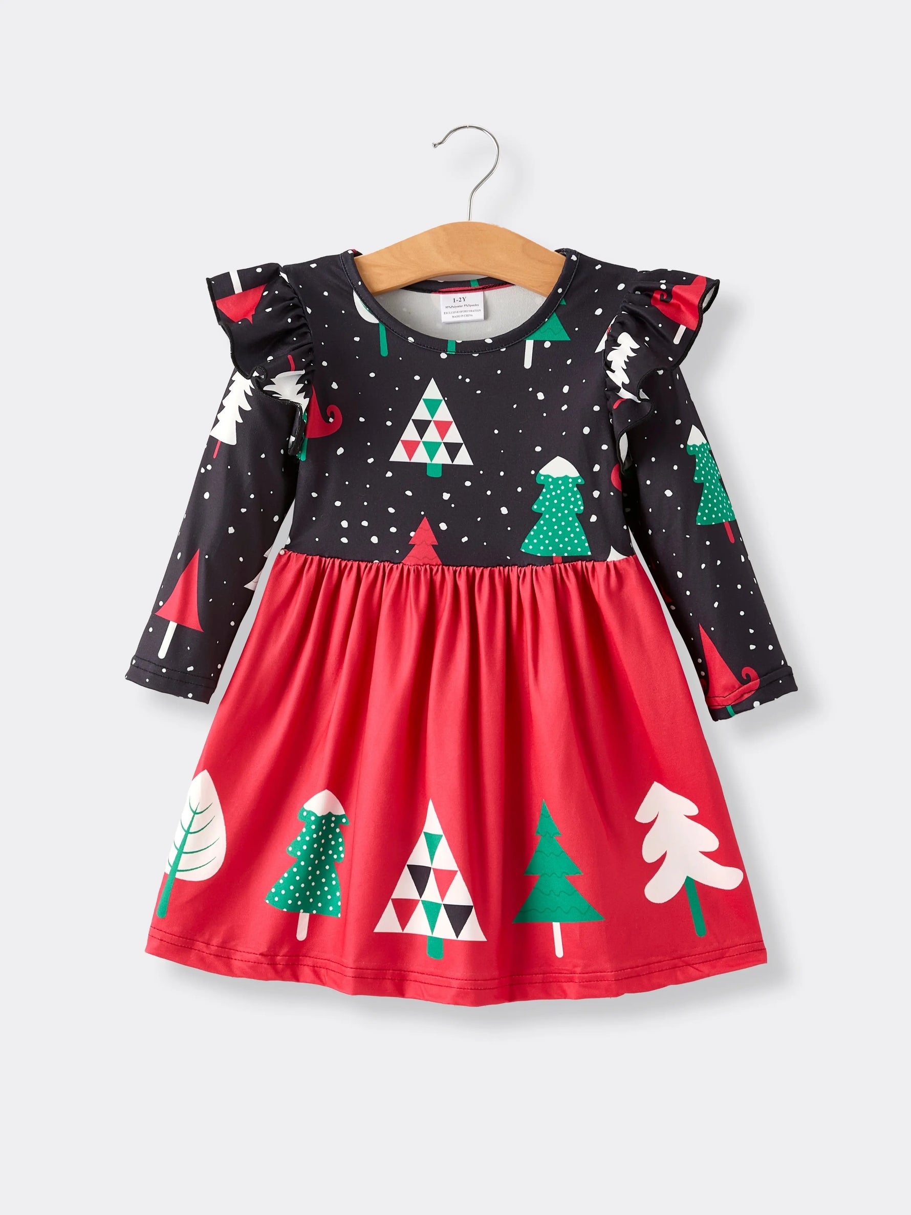 Rylee Faith Designs Winter Christmas Print Holiday Casual Girls Dress - Apparel & Accessories > Clothing > Baby & Toddler Clothing > Baby & Toddler Dresses Dress