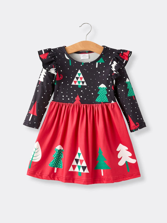 Winter Christmas Print Holiday Casual Girls Dress Rylee Faith Designs Everetts Place: Online Boutique 13.99