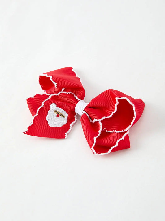 Winter Christmas Santa Hair Clip 4.3 Inch Rylee Faith Designs Everetts Place: Online Boutique