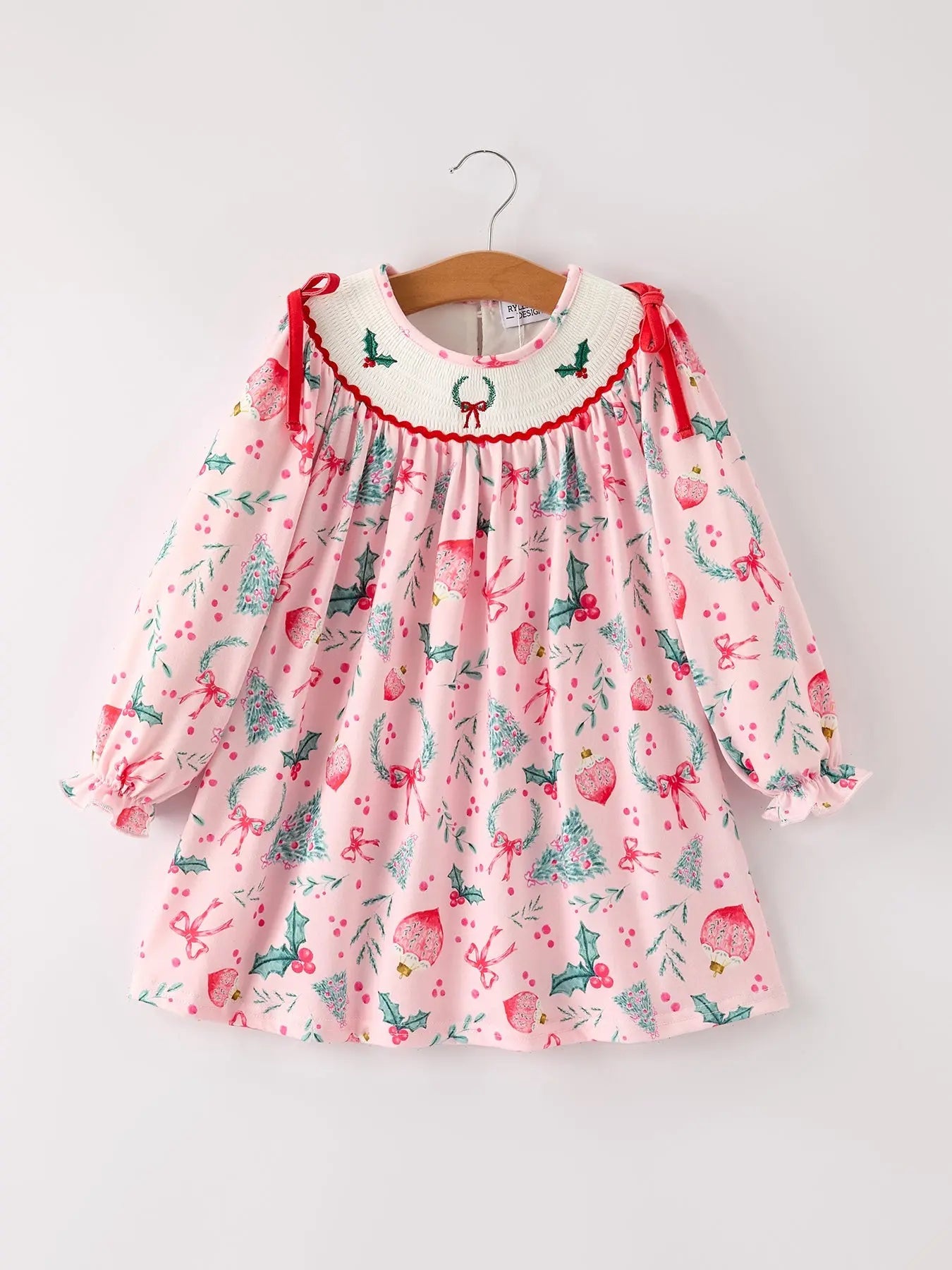 Winter Christmas Smocking Embroidery Colorful Girls Dress Rylee Faith Designs Everetts Place: Online Boutique