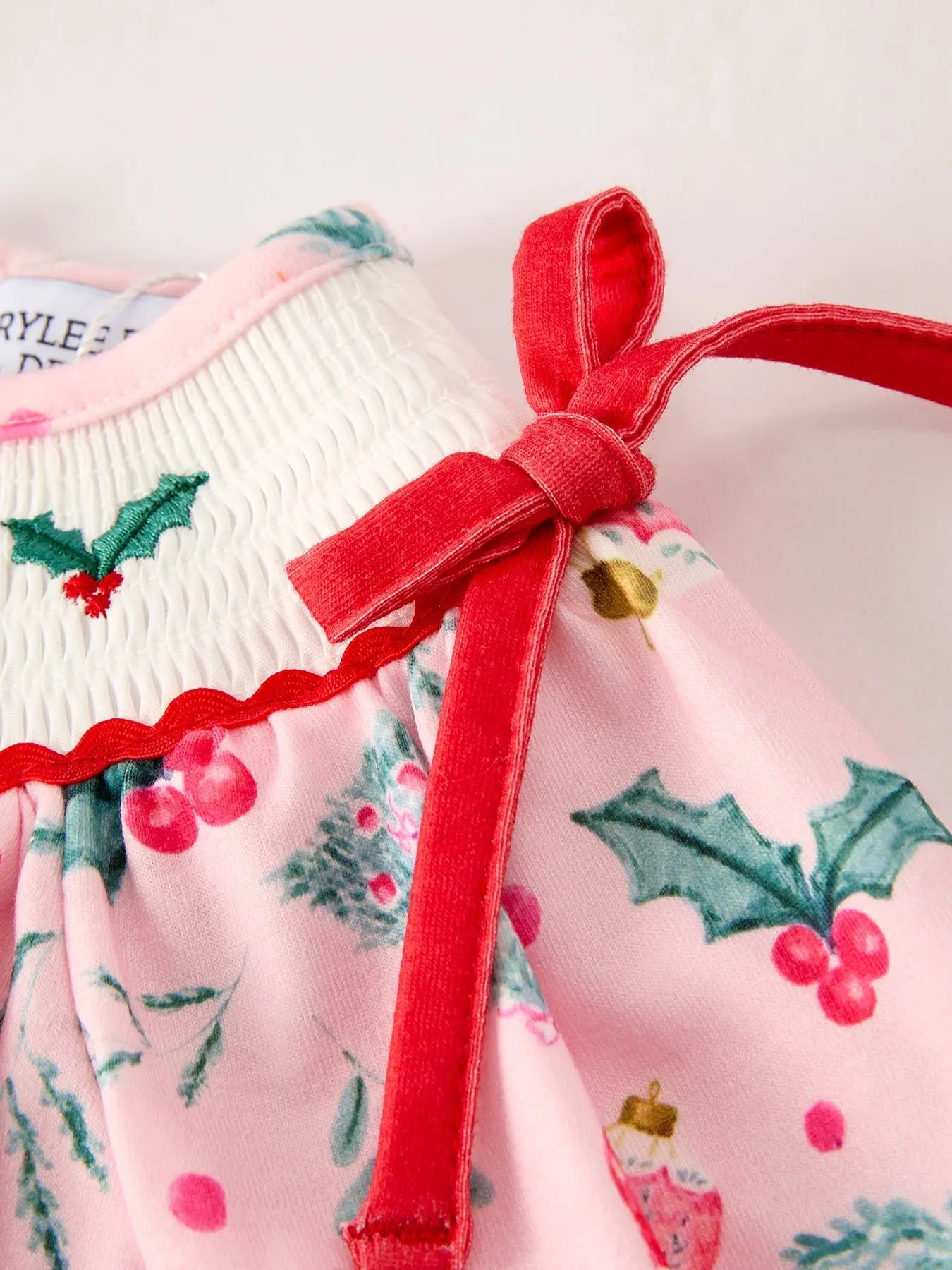 Rylee Faith Designs Winter Christmas Smocking Embroidery Colorful Girls Romper - Apparel & Accessories > Clothing > Baby & Toddler Clothing > Baby & Toddler Outfits Romper