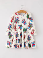 Rylee Faith Designs Winter Christmas Tree Character Print Girls Long Sleeve Casual Dress - Apparel & Accessories > Clothing > Baby & Toddler Clothing > Baby & Toddler Dresses Dress