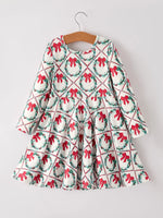 Rylee Faith Designs Winter Christmas Wreath and Bow Print Girls Dress - Apparel & Accessories > Clothing > Baby & Toddler Clothing > Baby & Toddler Dresses Dress