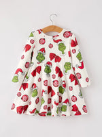 Rylee Faith Designs Winter Dress Christmas Santa Hat Character Print Green - Apparel & Accessories > Clothing > Baby & Toddler Clothing > Baby & Toddler Dresses Dress