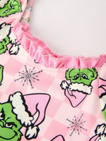 Winter Pink Christmas Character Ruffle Dress For Girls Rylee Faith Designs Everetts Place: Online Boutique
