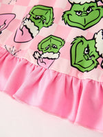Winter Pink Christmas Character Ruffle Dress For Girls Rylee Faith Designs Everetts Place: Online Boutique