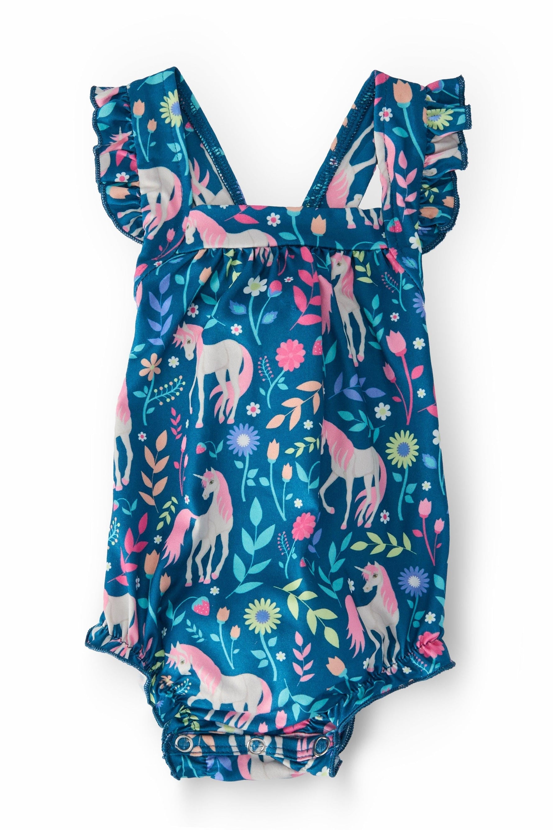 Wish Upon A Unicorn Ruffle Cross Back Romper For Summer Mila & Rose ® Everetts Place: Online Boutique