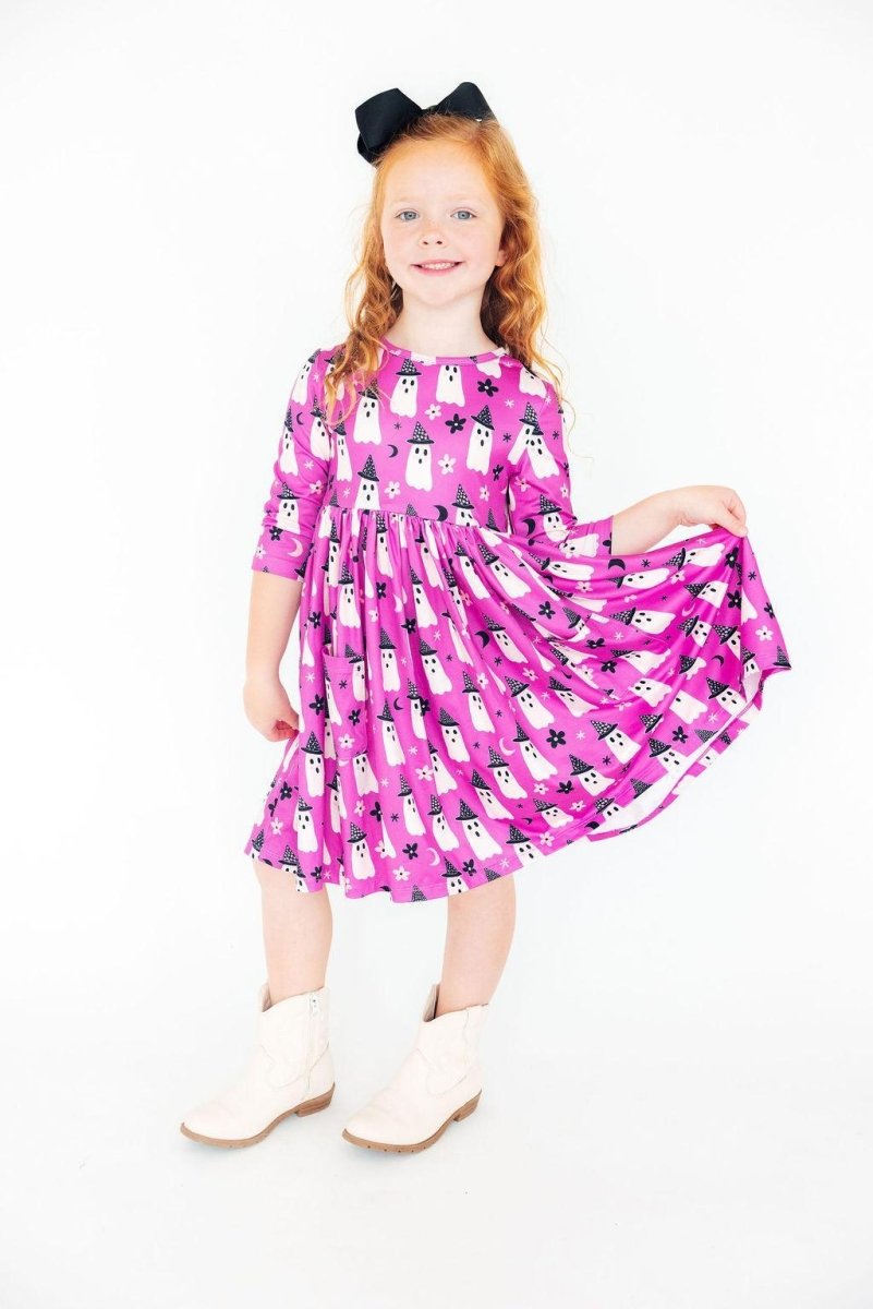 Witches Boo Halloween Twirl Dress With Pocket For Toddlers - Everetts Place Boutique - Twirl Pocket Dress 3/4