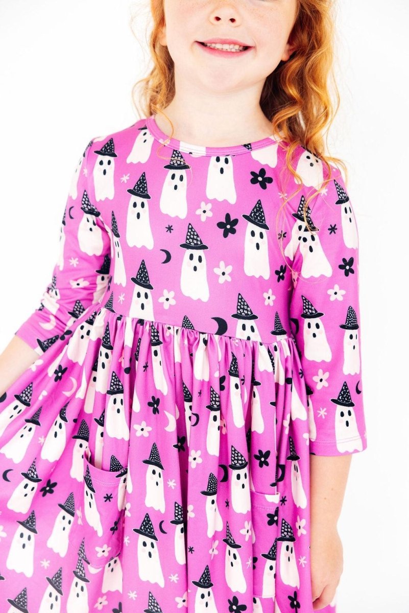 Witches Boo Halloween Twirl Dress With Pocket For Toddlers - Everetts Place Boutique - Twirl Pocket Dress 3/4