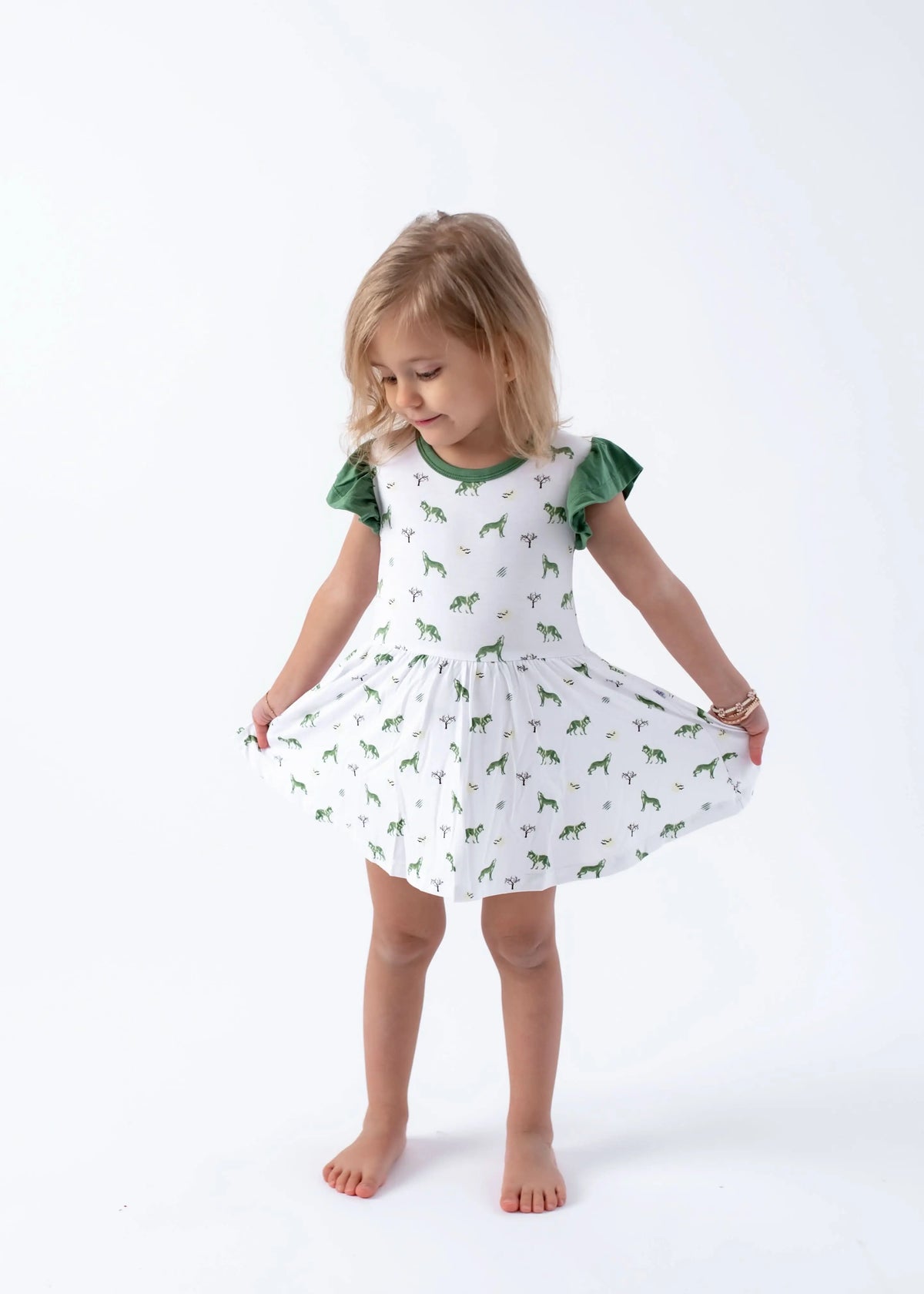 Bubble Baby Wolf | Flutter Bodysuit Dress - 