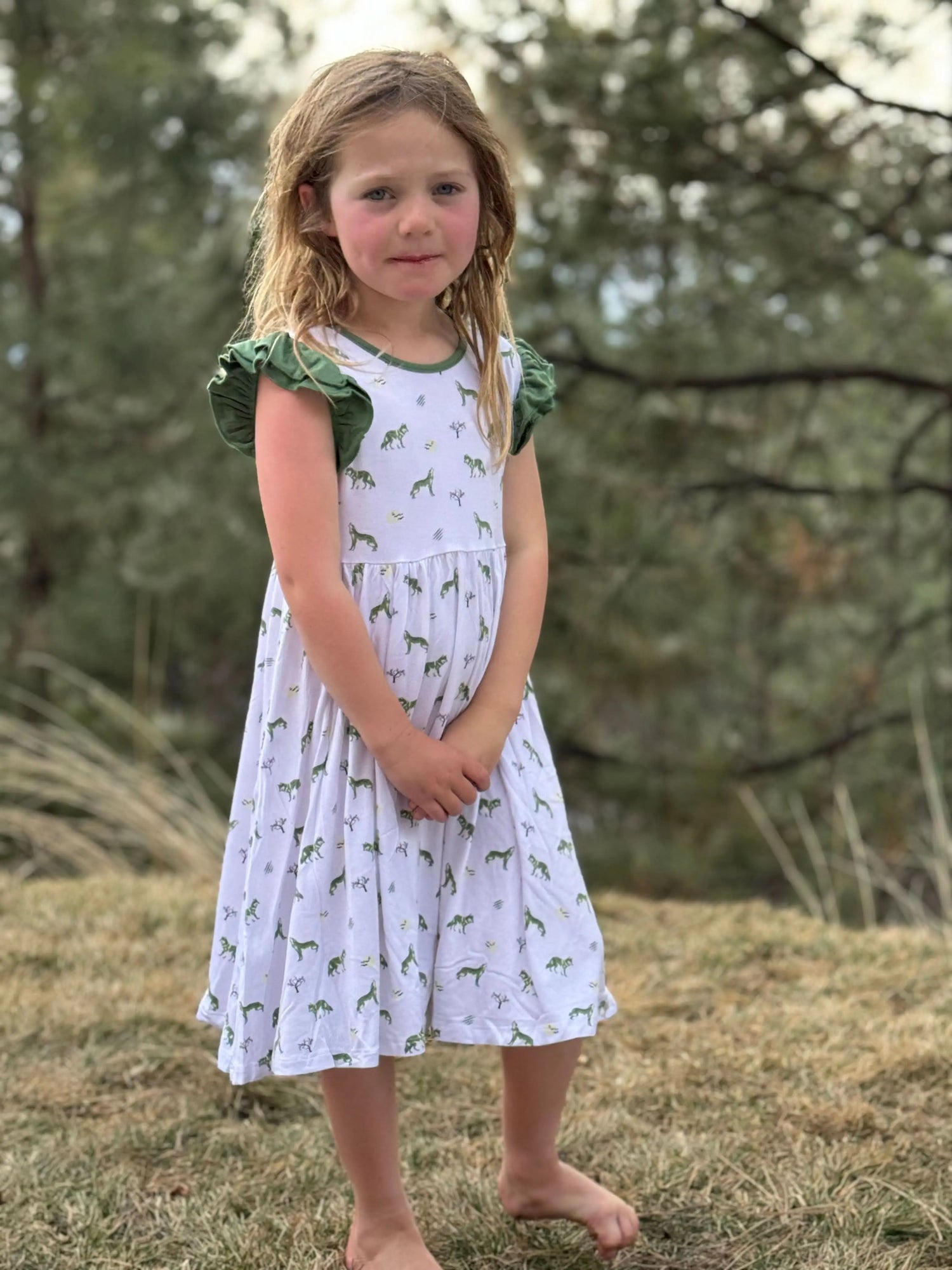 Bubble Baby Wolf | Toddler Flutter Dress - 