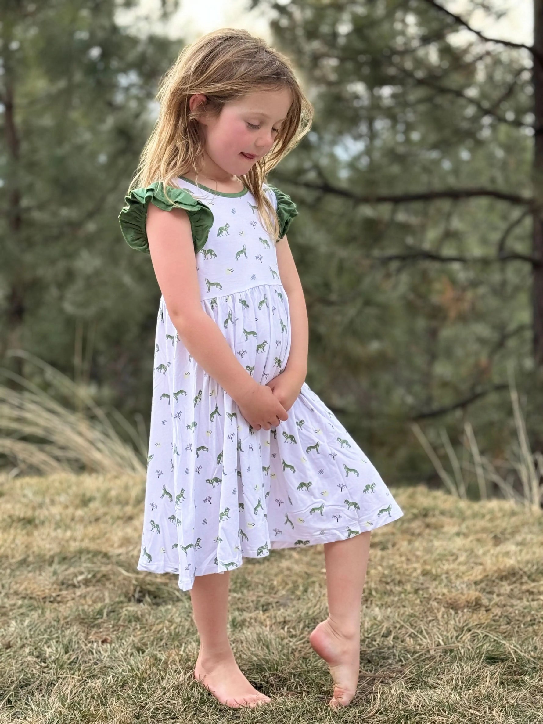 Bubble Baby Wolf | Toddler Flutter Dress - 