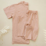 Little Joy Co. Women's Bamboo Tee and Bike Shorts Set Separates Soft - Apparel & Accessories