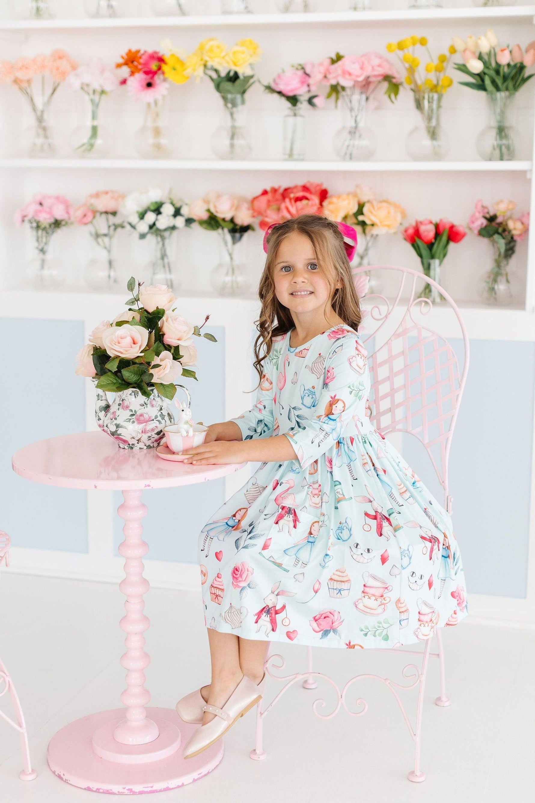 Wonderland Three Quarter Sleeve Twirl Dress With Pocket Mila & Rose ® Everetts Place: Online Boutique